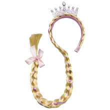 B Perucas para Vestir Princesa, Tiaras de Peruca Longa TrançAda de Princesa para Meninas Cosplay Cocar de Princesa Rosa