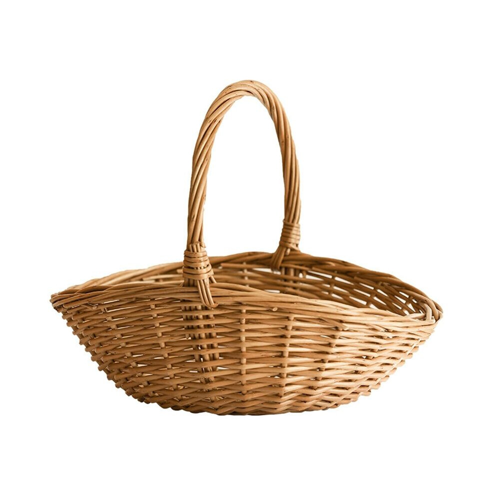Saudism Wicker Basket With Handle, Wicker Shopping Basket, Gift Hamper Basket, Picnic Baskets, Kitchen Storage Basket- Large