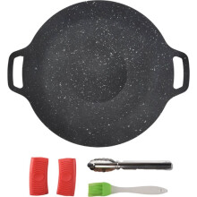 30 cm Outdoor-Camping-Grillplatte, Antihaftbeschichtet, Koreanische Grillplatte, Grill, Fleischtopf, Flach