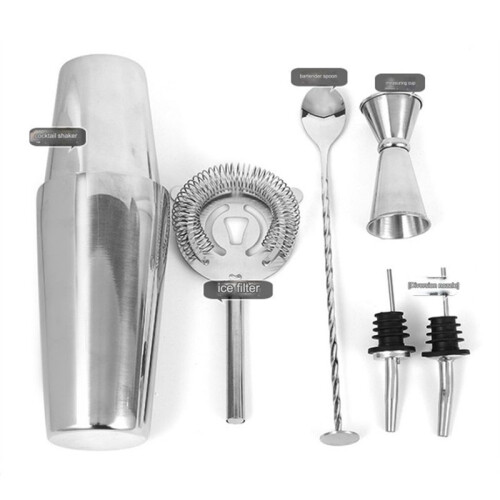 Cocktail Shaker Set with Cocktail Recipe, Bartending Kit Bar Tools Accessories Pourer Muddler Jigger 1