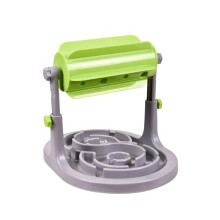 Drum Dispenser For Dogs And Cats Green Slow Eating Feeder Idler Wheel Design Durable Safe Plastic