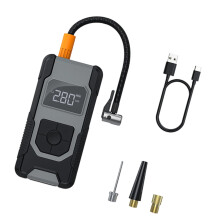 Car Air Compressor Tire Inflator With Digital Display Fast Inflation Pressure Gauge ABS Grey For Cars Bikes Balls