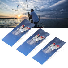 3 Groups Fishing Hook Kits, Nylon Line, Stainless Steel, Luminous, 30g