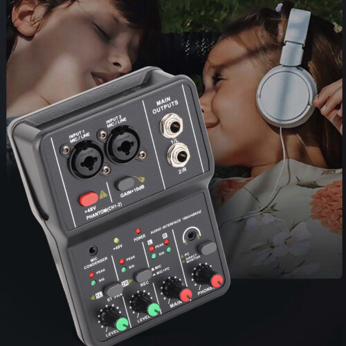 Mini 2 Channel Sound Mixer with USB Interface and 48V Phantom Power 2
