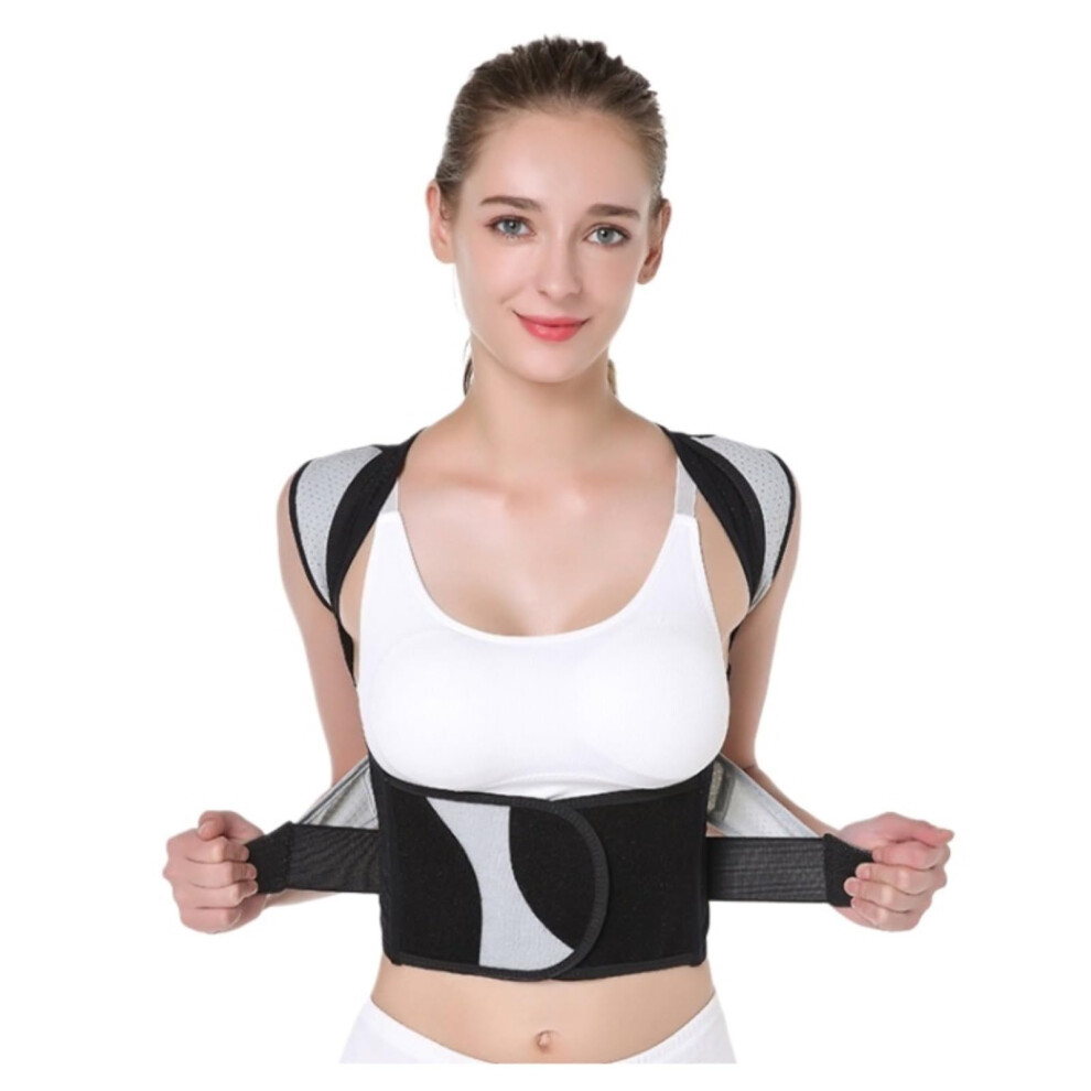 Black Posture Corrector And Back Support Belt Adjustable Lumbar Brace For Spine Alignment S