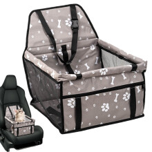 Dog Carrier Seat Pet Car Seat Travel Bed With Storage Pockets Breathable Puppy Car Seat NonSlip Gray