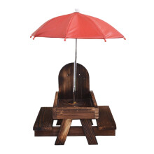 Squirrel Feeder Outdoor Wooden Pet Table With Umbrella Bird Feeder