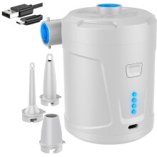 5,200 mAh Electric Air Pump Rechargeable Inflator for Tents and Bikes, Auto ShutOff Feature, White Outdoor Accessory