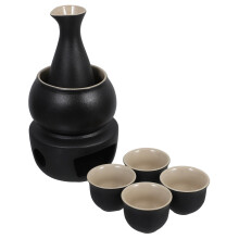 Traditional Japanese Sake Pot Ceramic Liquor Warmer With Stove And Cups, MultiUse Sake Kettle, Flavor Preservation