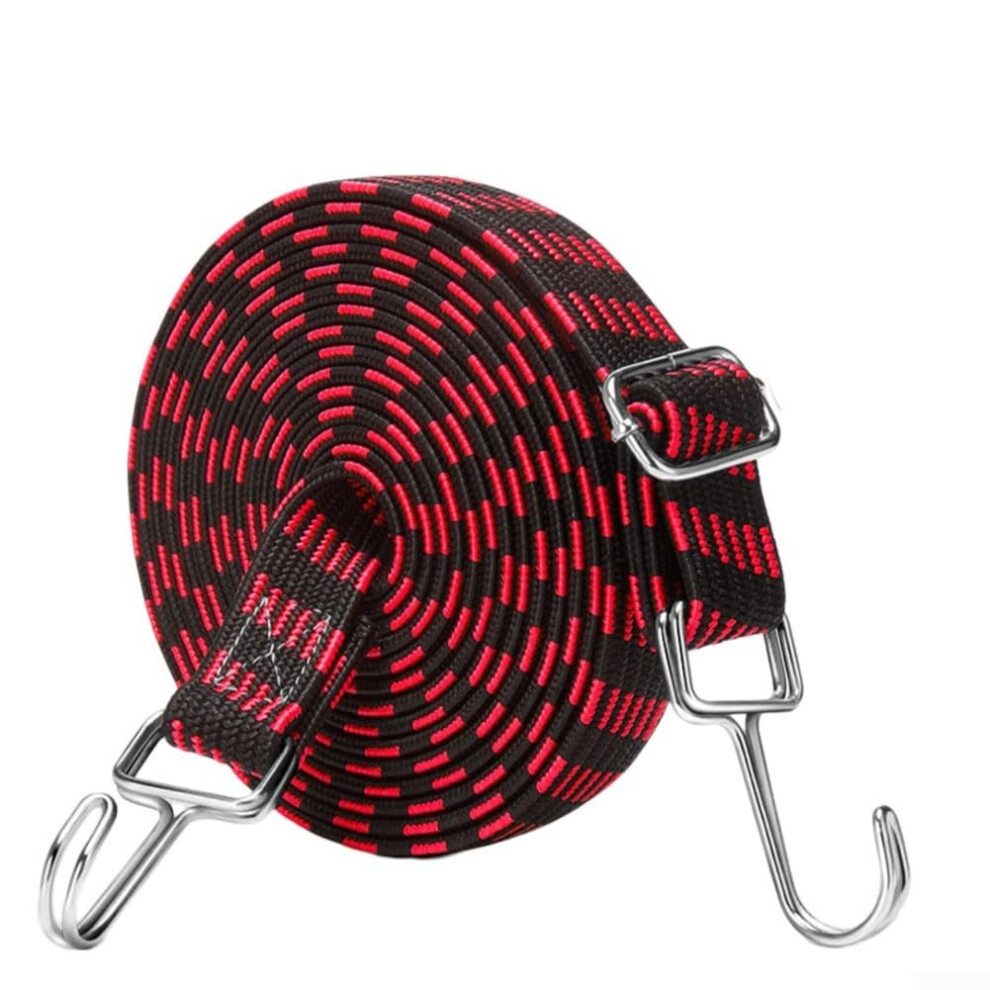 4 Meter Bungee Luggage Rope With Sturdy Hooks Clips For Secure Travel, Durable Red Elastic Stretch Cord 9199774968218