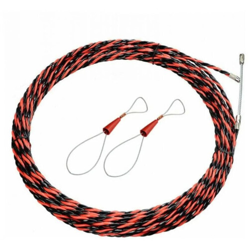 Cable Threading Device for Conduit Wiring, Flexible Spring Head Retractable Fish Tape Wire Puller with 6mm Diameter Spring Guide Head and 360