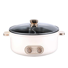 Electric Hot Pot with Divider, Dual Temperature Control, Large 6.5L Capacity, NonStick Easy Clean