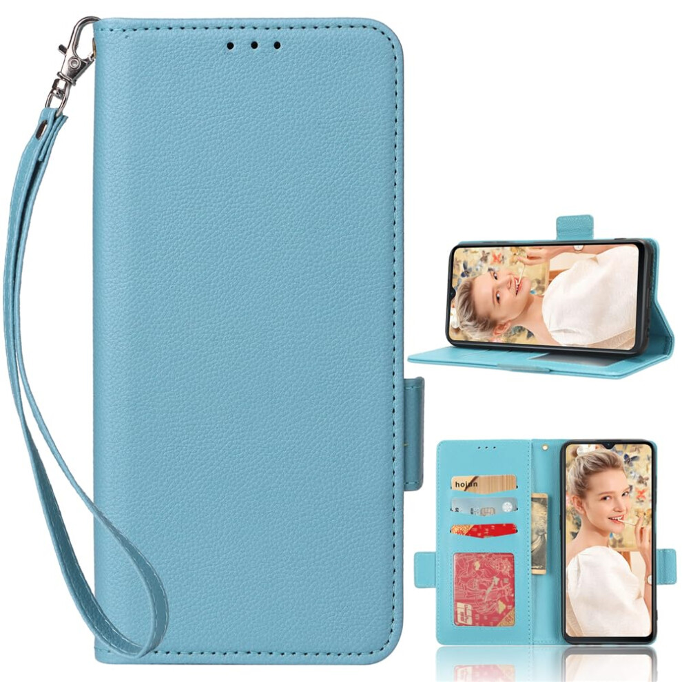 Light Card Slot Wallet Case With Kickstand And Magnetic Closure For Tecno Spark Slirm 5G Blue 9189345543098