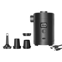 Portable Rechargeable Electric Air Pump LCD Display For Hiking Outdoor Gear Fast Inflation With Multiple Nozzles