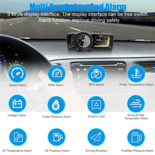 Car HUD Multifunction   Display OBD+GPS  Speedometer Car Gauge Alarm System A600 2