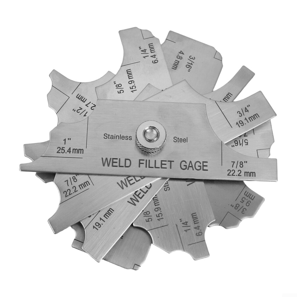 Stainless Steel Fillet Welding Gauge For Inspection, 1/81 Inch, Metric & Inch Measurements, Professional Welding Tool 9382693228857