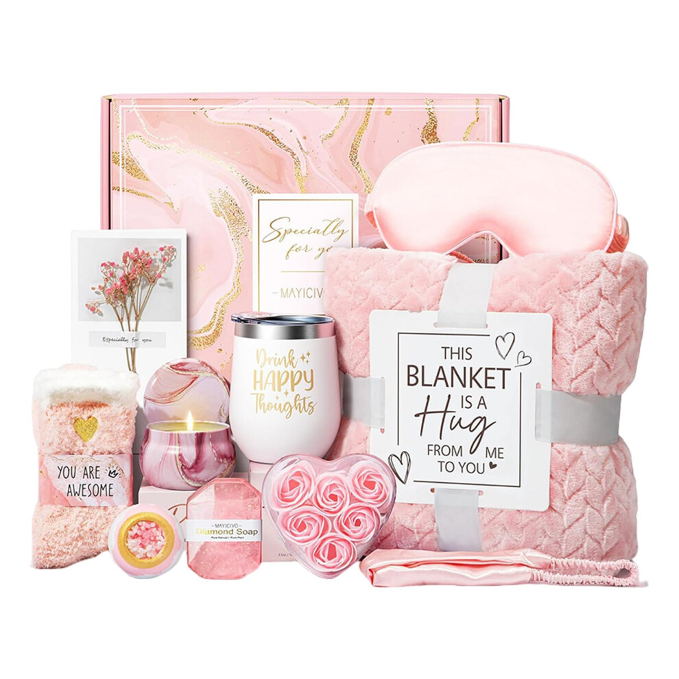 Self Care Gift Basket for Women with Luxury Relaxation Essentials, Spa Set, Candle, Socks and More