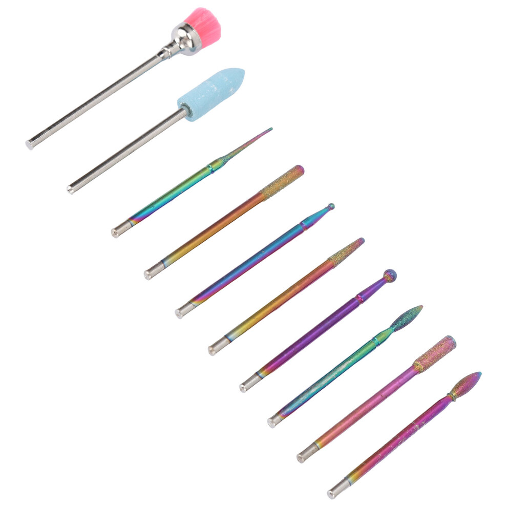 10pcs Diamond Nail Drill Bits for Cuticle Cleaning Manicure Salon