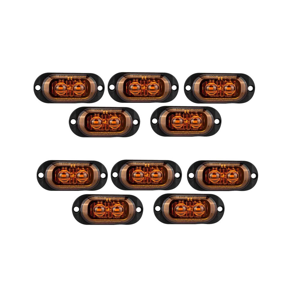 10Pcs 12V-24V 2Led Car Side Lights Turn Signal Lights Indicator Lights Taillight For Trailers Trucks Yellow 6032201732347