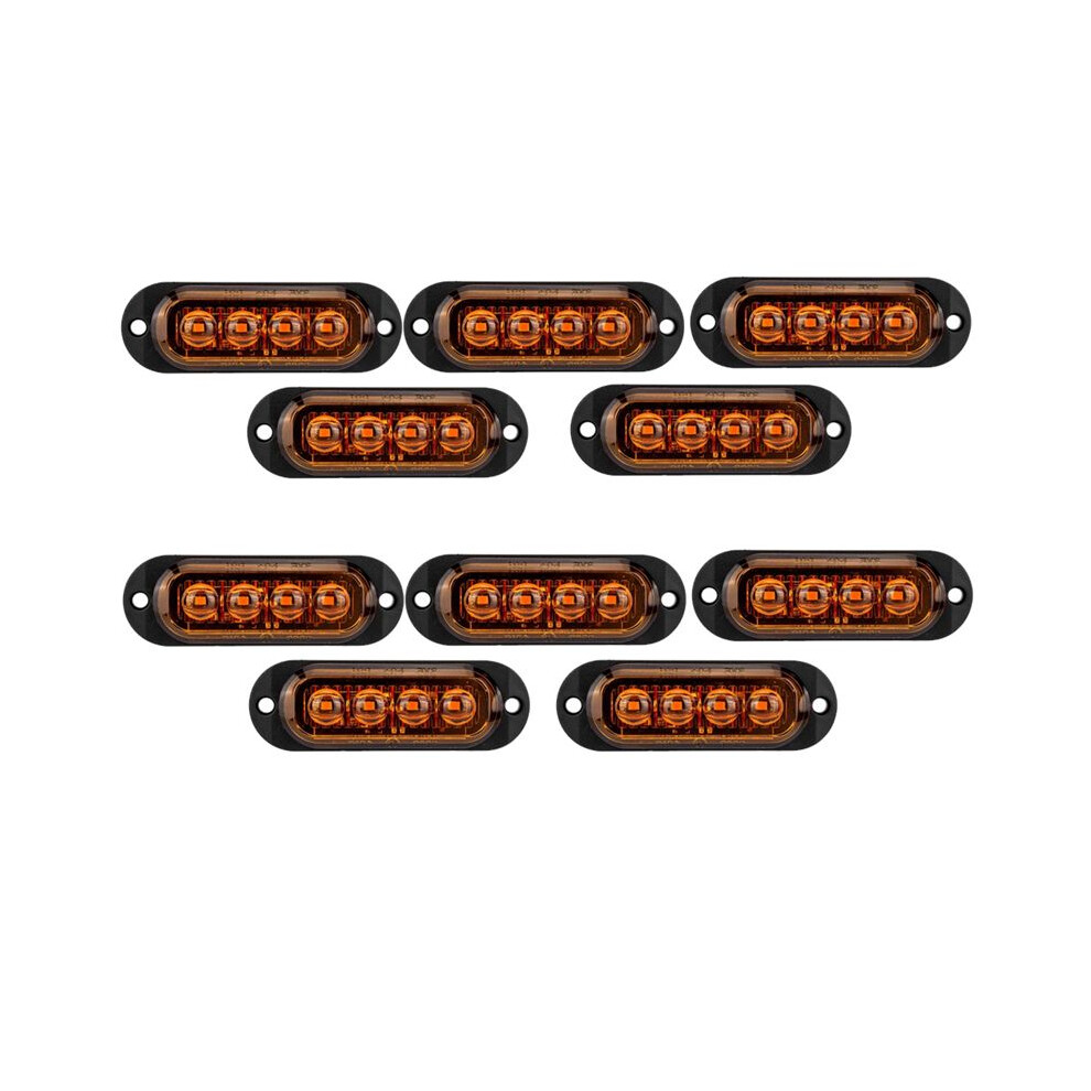 10Pcs 12V-24V 4Led Car Side Lights Turn Signal Lights Side Indicator Lights Taillight For Trailers Trucks Yellow 4762678393551
