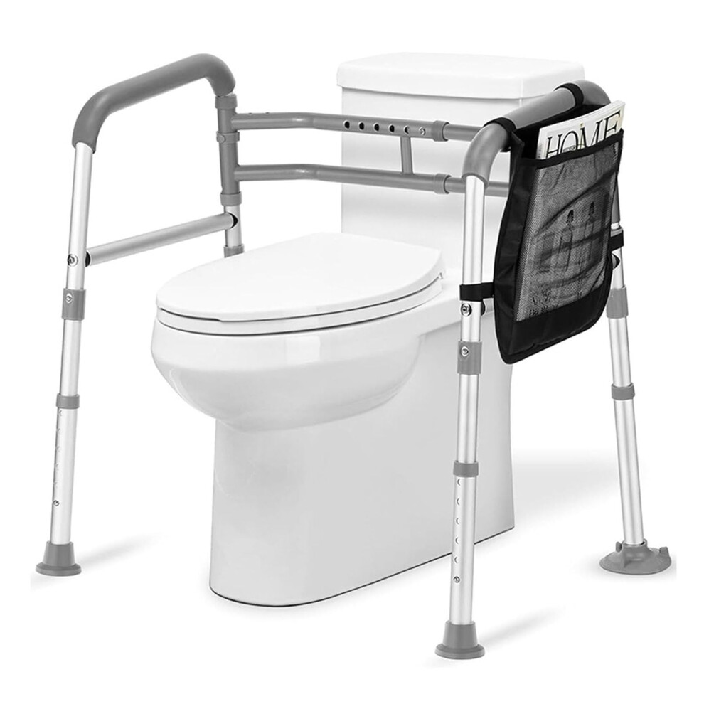 Adjustable Toilet Safety Rails with NonSlip Grip and Foldable Frame for Seniors and Disabled