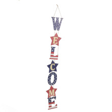 Patriotic Door Decor, 4th Of July Wood Sign Vibrant Composite Wood Welcome Wreath For Front Door, Patriotic Memorial Day Hanging Sign (Dimensions Not