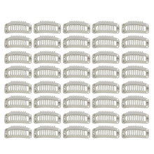 40pcs Stainless Steel Wig Clip Set 1.3in Beige 9 Teeth Hair Extension Snap Comb