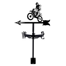 Outdoor Weathervane European Style Wrought Iron Motorcycle UVResistant Metal Wind Direction Indicator