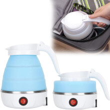 Foldable Electric Kettle 600ML Food Grade Silicone Fast Boil 5 Min Travel Collapsible Design Blue