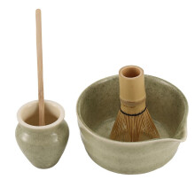 Matcha-Set, Japanskt Teservis InnehåLler Matcha-SkåL med Pip, Matcha-HåLlare, Bamboo Matcha och Bamboo Scoop