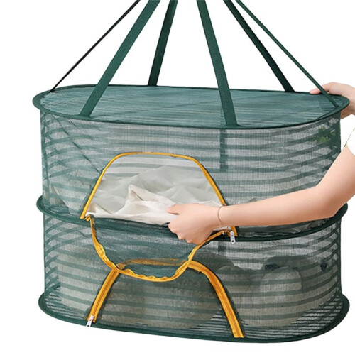 Foldable Drying Net for Vegetables, Fish, and Dehydrated Goods, Multi-Tiered Food Drying Net Green