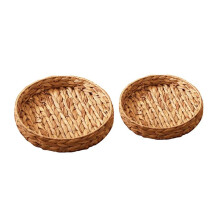 Cesti Rotondi nel Vimini, Cestini Portaoggetti con Vassoio Intrecciato un Mano Cestino Piccolo nel Giacinto D'Acqua Naturale per Tavolo da Cucina con