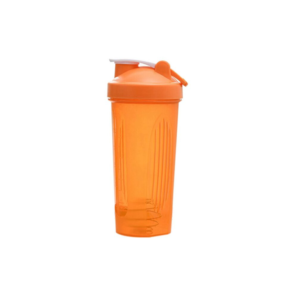 Orange Shaker Cup Sports Portable Convenient Stirring Cup 600Ml Plastic Shakers Bottle Adults
