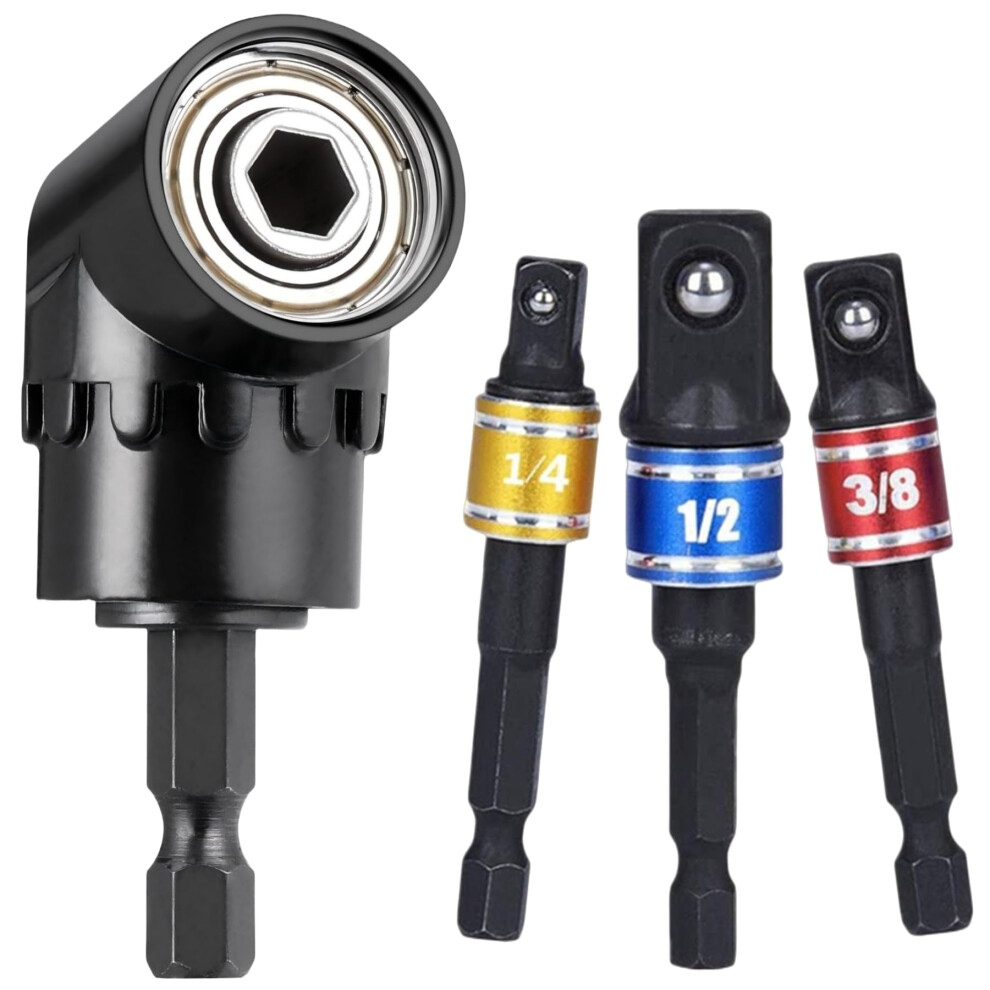 Right Angle Drill Adapter 105 Magnetic Bit Holder Hex Shank Impact Driver Socket Extension Set 3Pcs 9199774974349