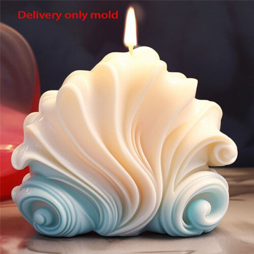 3D Shell Shaped Candle Silicone Mold Wave Striped Shell Cake Chocolate Silicone Mold Soap Mold Water Wave Shell Mold,C 1