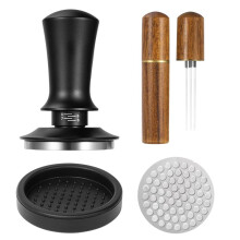 51 mm Espressostamper en Roerderset, Espressokoffiestamper met Platte, Veerbelaste Roestvrijstalen Basis