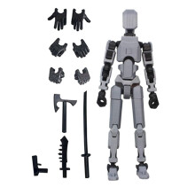 Robot Action Figure, 3D-Tryckt med Full Artikulering för Stop Motion Animation Grå
