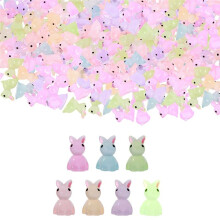 200PCS Luminous Rabbit Luminous Resin Bunny Miniatyrkaninfigurer Glöder i Miniatyrkaninfigurerna