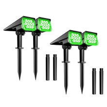 4 Pièces Lumière Solaire LED Lumière de Pelouse Verte Super Brillante pour Jardin Projecteur Solaire à Luminosité Réglable IP65 Étanche