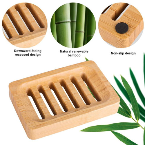 Bamboo Soap Dish Drain Soap Rack Bamboo Soap Holder 2