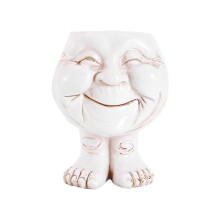 Sculpture en Résine avec Visage Drôle dans un Pot de Fleurs avec Expression Amusante, Fournitures de Jardin A