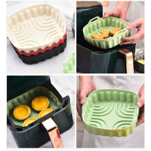 2 Stück Heißluftfritteusen-Silikon-Backblech, Wiederverwendbar, Quadratisch, Heißluftfritteusen-Pfanne, Silikonform, Mikrowellen-Pads, Backmatte,