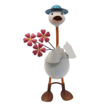 Garden Duck Statue,Iron  Figurines, Standing Art Decor with Plantable Flower Vase,  for Outdoor Villa C