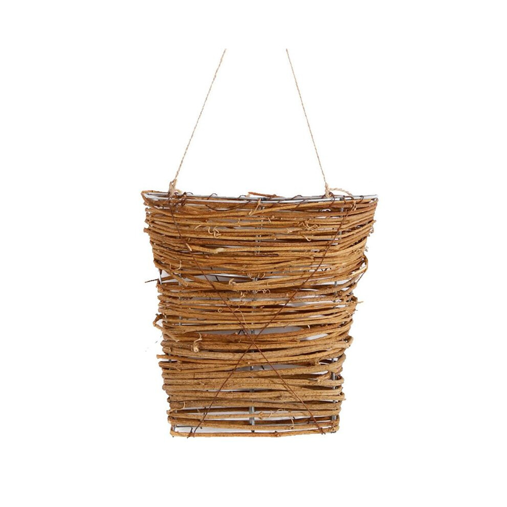 Pastoral Rattan Wall-Mounted Flower Basket Courtyard Plant Flower Hanging Basket Holiday Decoration Green