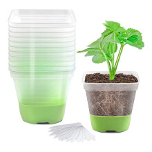 12 Packungen 3 Zoll Quadratische Kunststoff-Kindertöpfe, Transparenter Blumentopf mit Weicher Silikonbasis für Einfaches Umpflanzen, Blumentöpfe