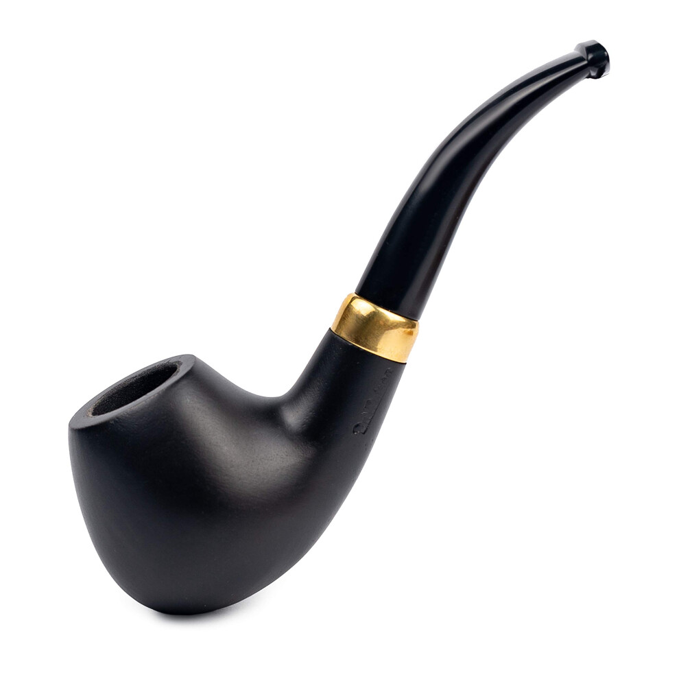 Black Tobacco Pipe - Classic Bent Apple Shape, Handcrafted Maple Wood, 9Mm Filter Compatible, Finish