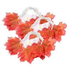 Festive Maple Leaf Garland, Outdoor Festival Lighting Waterproof LED String Lights Battery Operated Fairy Lights For Seasonal Decorations, Orange 3