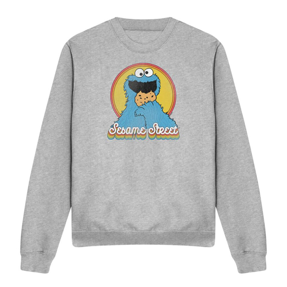Sesame Street (S, Athletic Heather) Unisex Adult Cookie Monster Layered Sweatshirt Multicoloured