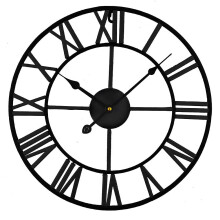 Stunning Silent Skeleton Large Wall Clock 24 Inch Open Face Roman Numerals Round Iron for Indoor Garden Decor