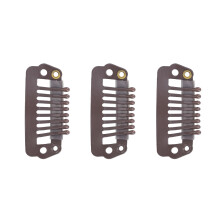 50pcs Stainless Steel 8 Teeth Snap Comb Wig Clips 2.8x1.4cm Dark Brown